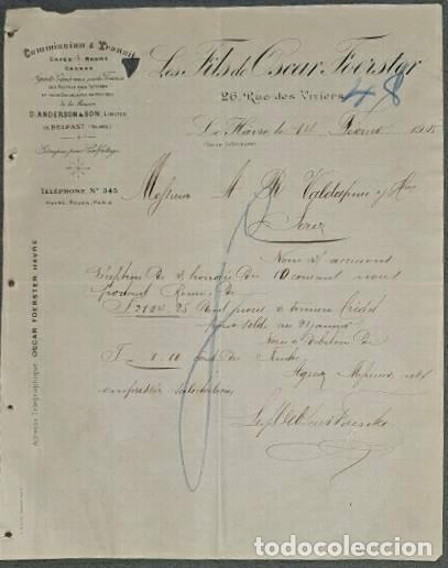 Lettere commerciali: Carta comercial. Les Fils de Oscar Foerster. Commission & Transit. Le Havre. Francia 1905