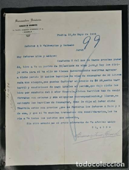 Lettere commerciali: Carta comercial. Buenaventura Fern&aacute;ndez. Almac&eacute;n de abarrotes. Puebla. M&eacute;xico 1905