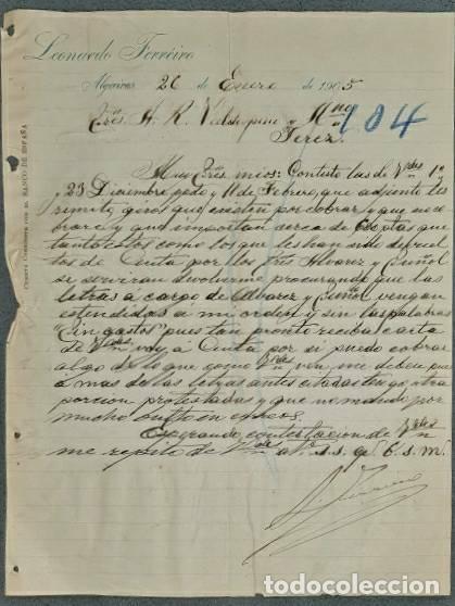 Lettere commerciali: Carta comercial. Leonardo Ferr&eacute;iro. Algeciras. Espa&ntilde;a 1905
