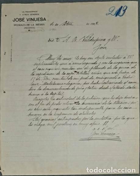 Lettres commerciales: Carta comercial. Jos&eacute; Vinuesa. Ultramarinos y otros g&eacute;neros. Segovia. Espa&ntilde;a 1922