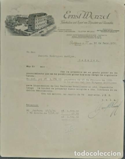 Lettres commerciales: Carta comercial. Ernst Menzel. Fabrikation und Export von Bijouterie und Glasmaren. B&ouml;hmen 1936
