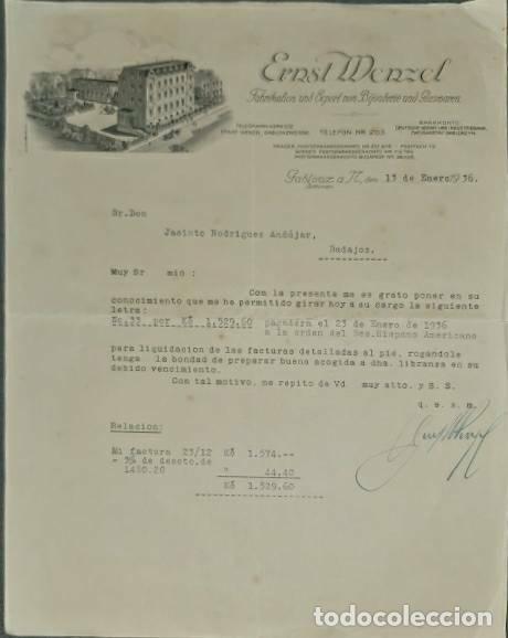 Lettres commerciales: Carta comercial. Ernst Menzel. Fabrikation und Export von Bijouterie und Glasmaren. B&ouml;hmen 1936