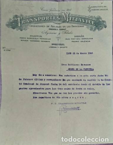 Lettres commerciales: Carta comercial. Transportes Mitjavile. Operaciones de aduanas en las fronteras. Irun. Espa&ntilde;a 1925