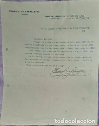 Lettres commerciales: Carta comercial. Pedro L. de Lassaletta. Abogado. Jerez. Esapa&ntilde;a 1939