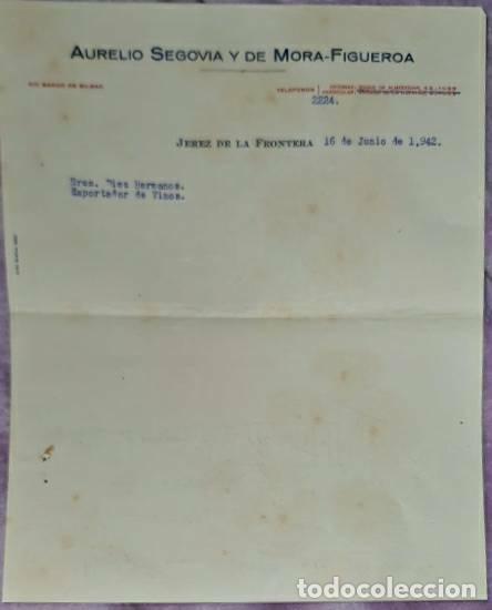 Lettres commerciales: Carta comercial. Aurelio Segovia y de Mora-Figueroa. Jerez. Espa&ntilde;a 1942