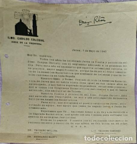 Lettres commerciales: Carta comercial. Ilmo. Cabildo Colegial. Jerez. Espa&ntilde;a 1940