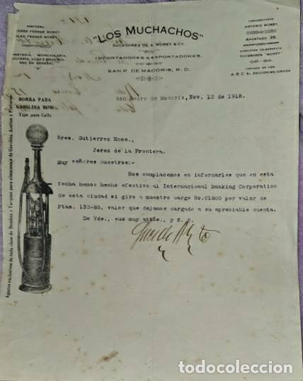 Lettres commerciales: Carta comercial. Los Muchachos.Suc.de Morey & C&ordm;. Importadores- Exportadores. San Pedro Macoris 1918