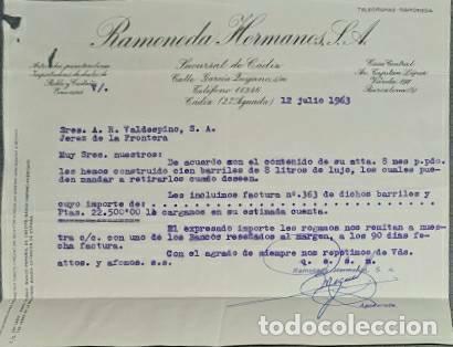 Lettres commerciales: Carta comercial. Ramoneda Hermanos S.A. C&aacute;diz. Espa&ntilde;a 1963