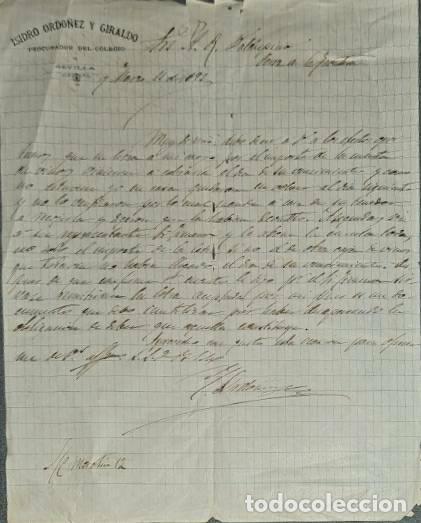 Lettres commerciales: Carta comercial. Isidro Ordo&ntilde;ez y Giraldo. Procurador. Sevilla. Espa&ntilde;a 1892