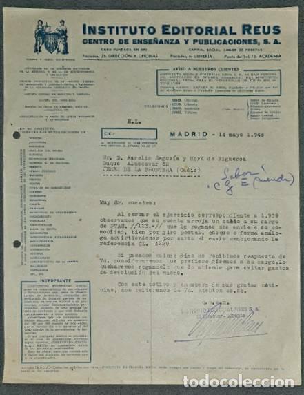 Lettres commerciales: Carta comercial. Instituto Editorial Reus. Centro de ense&ntilde;anza. Madrid. Espa&ntilde;a 1940