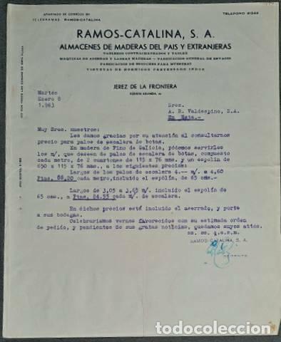 Lettres commerciales: Carta comercial. Ramos-Catalina S.A. Almacenes de madera. Jerez. Espa&ntilde;a 1963