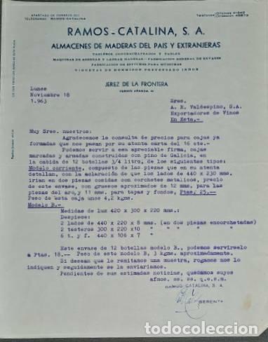 Lettres commerciales: Carta comercial. Ramos-Catalina S.A. Almacenes de madera. Jerez. Espa&ntilde;a 1963