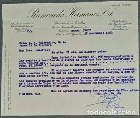 Lettres commerciales: Carta comercial. Ramoneda Hermanos S.A. C&aacute;diz. Espa&ntilde;a 1963