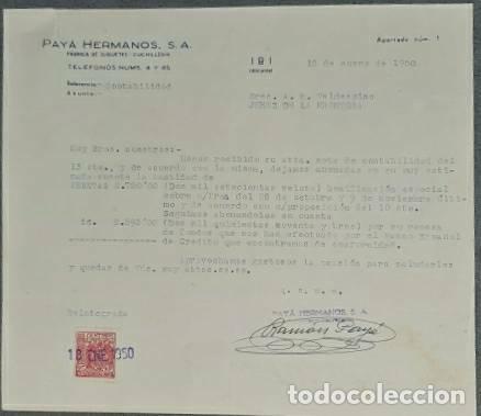Lettres commerciales: Carta comercial. Pay&aacute; Hermanos S.A. F&aacute;brica de juguetes-cuchiller&iacute;a. Ibi. Alicante. Espa&ntilde;a 1950