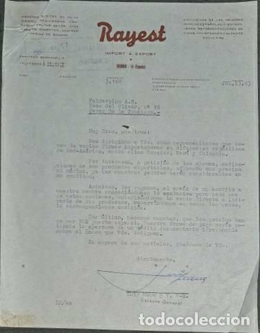 Lettres commerciales: Carta comercial. Rayest. Import & Export. Madrid. Espa&ntilde;a 1963