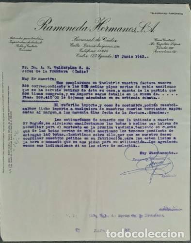 Lettres commerciales: Carta comercial. Ramoneda Hermanos S.A. C&aacute;diz. Espa&ntilde;a 1963