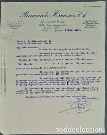 Lettres commerciales: Carta comercial. Ramoneda Hermanos S.A. C&aacute;diz. Espa&ntilde;a 1963