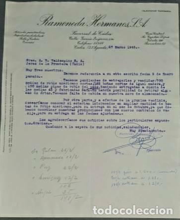 Lettres commerciales: Carta comercial. Ramoneda Hermanos S.A. C&aacute;diz. Espa&ntilde;a 1963