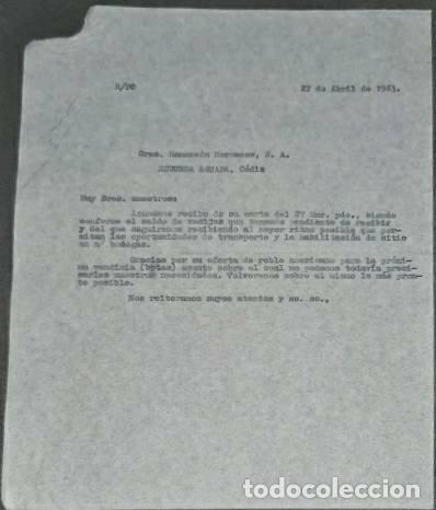 Lettres commerciales: Carta comercial. Ramoneda Hermanos S.A. C&aacute;diz. Espa&ntilde;a 1963