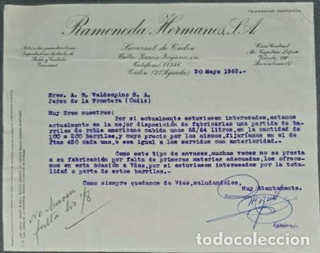 Lettres commerciales: Carta comercial. Ramoneda Hermanos S.A. C&aacute;diz. Espa&ntilde;a 1963