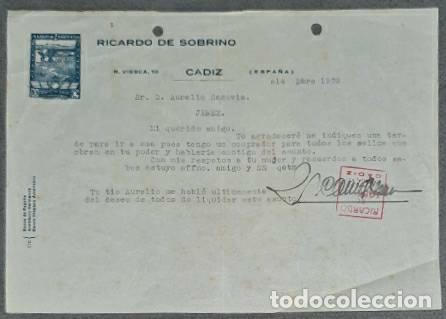 Lettres commerciales: Carta comercial. Ricardo de Sobrino. C&aacute;diz. Espa&ntilde;a 1939
