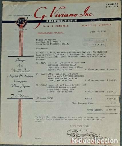 Lettres commerciales: Carta comercial. G. Viviano Inc. Importers. Detroit. EE.UU. 1949