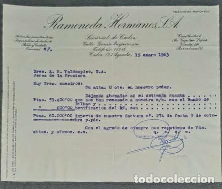 Lettres commerciales: Carta comercial. Ramoneda Hermanos S.A. C&aacute;diz. Espa&ntilde;a 1963