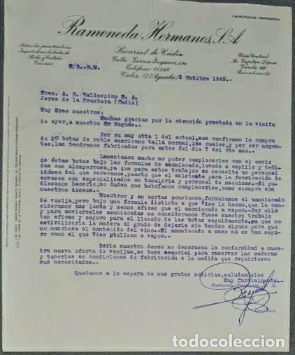 Lettres commerciales: Carta comercial. Ramoneda Hermanos S.A. C&aacute;diz. Espa&ntilde;a 1963
