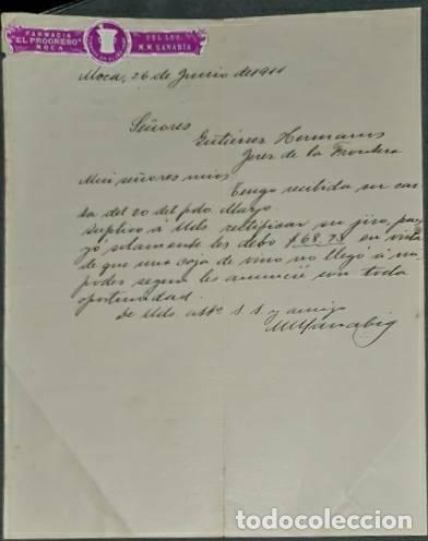 Lettres commerciales: Carta comercial. M.M. Sanabia. Farmacia El Progreso. Moca 1911
