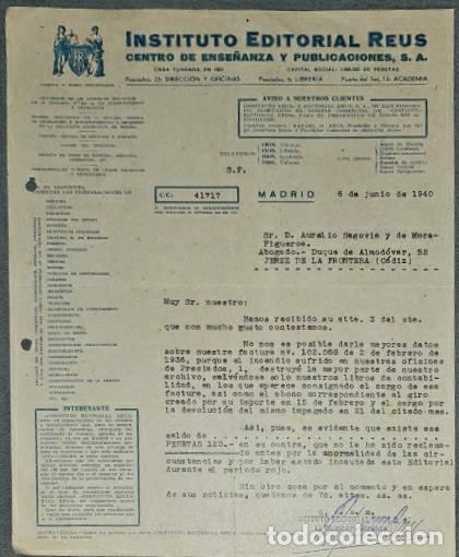 Lettres commerciales: Carta comercial. Instituto Editorial Reus. Centro de ense&ntilde;anza. Madrid. Espa&ntilde;a 1940
