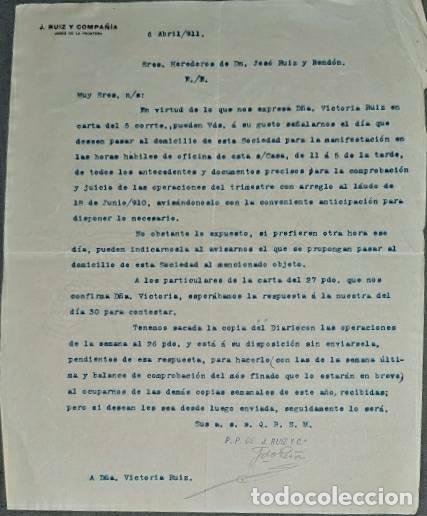 Lettres commerciales: Carta comercial. J. Ruiz y Compa&ntilde;&iacute;a. Jerez. Espa&ntilde;a 1911
