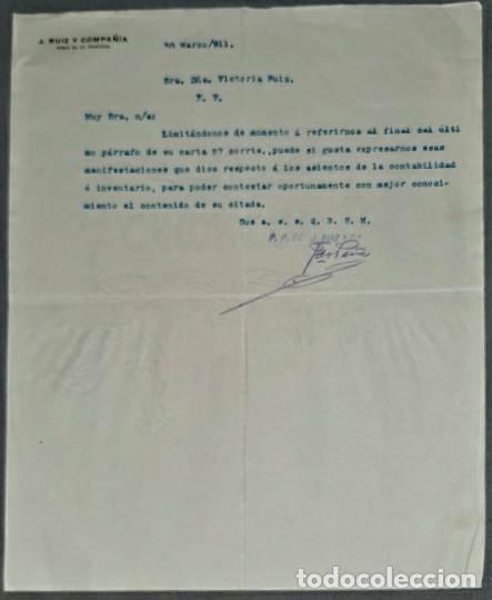 Lettres commerciales: Carta comercial. J. Ruiz y Compa&ntilde;&iacute;a. Jerez. Espa&ntilde;a 1911