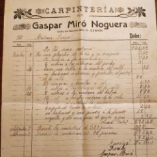 Cartas comerciales: CARPINTERIA DE GASPAR MIRÓ NOGUERA. CAMPOS, MALLORCA, 1914. Lote 233034360