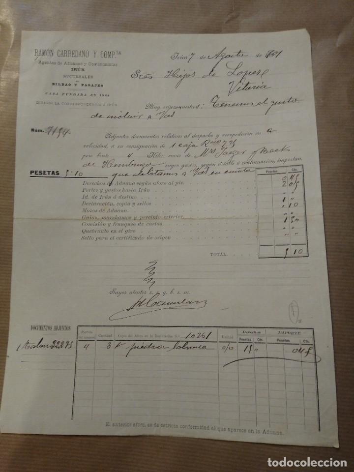 Gesch&auml;ftsbriefe: Ram&oacute;n Carrera no y compa&ntilde;&iacute;a. Ir&uacute;n. Agente de aduanas. Sucursal en Bilbao y Pasajes.