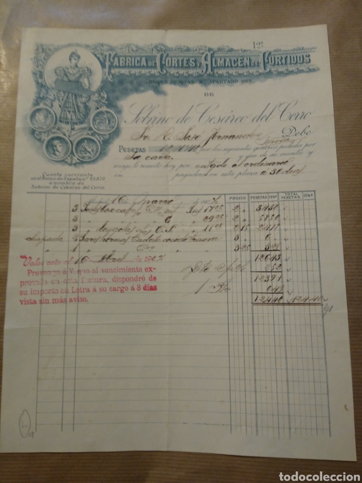 Commercial Letters: Fabrica de cortes y almac&eacute;n de curtidos. Sobrino de Ces&aacute;reo del Cerro.