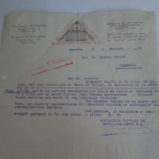 Cartas comerciales: MANRESA. ACCESORIOS TEXTILES DE MARCELINO CANET, S.A. CARTA COMERCIAL, 1932. Lote 234984900