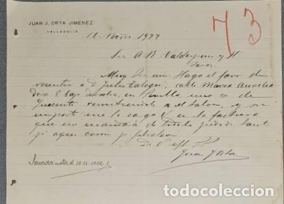 Gesch&auml;ftsbriefe: Carta comercial. Juan J. Orta Jimenez. Valladolid. Espa&ntilde;a 1922