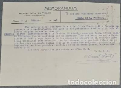 Gesch&auml;ftsbriefe: Memorandum. Manuel Montes Tirado. Linares. Espa&ntilde;a 1926