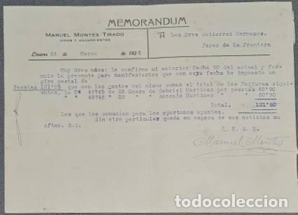 Gesch&auml;ftsbriefe: Memorandum. Manuel Montes Tirado. Linares. Espa&ntilde;a 1926
