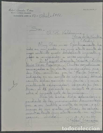 Gesch&auml;ftsbriefe: Carta comercial. Rafael Granados Tortosa. Agente Comercial Colegiado. Ja&eacute;n. Espa&ntilde;a 1951