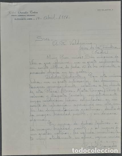 Gesch&auml;ftsbriefe: Carta comercial. Rafael Granados Tortosa. Agente Comercial Colegiado. Ja&eacute;n. Espa&ntilde;a 1951