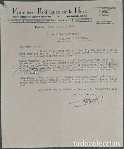 Gesch&auml;ftsbriefe: Carta comercial. Franc&iacute;sco Rodr&iacute;guez de la Hera. Hijo y sucesor de Carmelo Rodr&iacute;guez. Palencia 1956