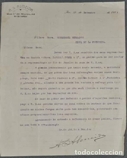 Gesch&auml;ftsbriefe: Carta comercial. A.S. Almeida. R&iacute;o de JAneiro. Brasil 1917