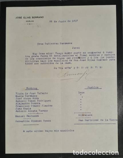 Gesch&auml;ftsbriefe: Carta comercial. Jos&eacute; El&iacute;as Serrano. Huelva. Espa&ntilde;a 1917