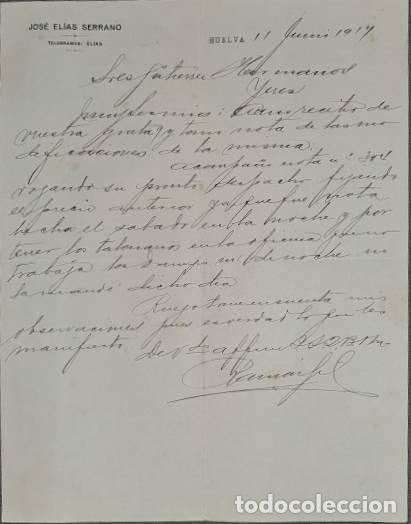 Gesch&auml;ftsbriefe: Carta comercial. Jos&eacute; El&iacute;as Serrano. Huelva. Espa&ntilde;a 1917