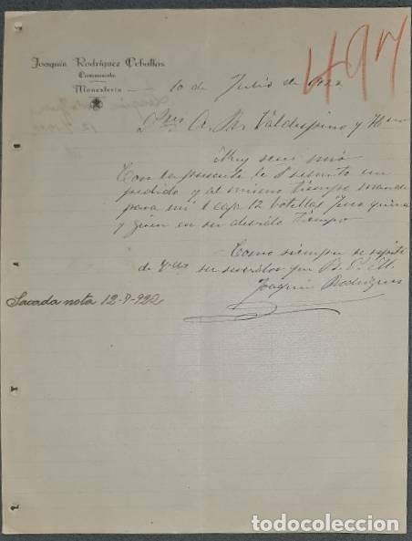 Commercial Letters: Carta comercial. Joaquin Rodriguez Ceballos. Comisionista. Monesterio. Espa&ntilde;a 1922