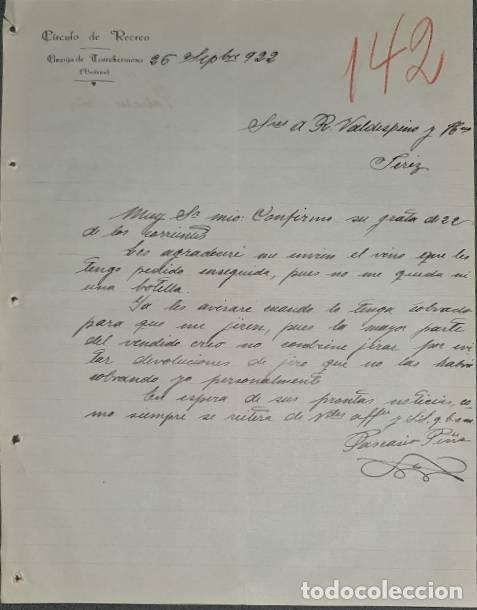 Commercial Letters: Carta comercial. C&iacute;rculo de Recreo. Badajoz. Espa&ntilde;a 1922