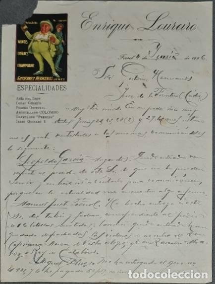 Commercial Letters: Carta comercial. Enrique Loureiro. Especialidades. Vinos, Co&ntilde;acs, Champagne. Ferrol. Espa&ntilde;a 1926