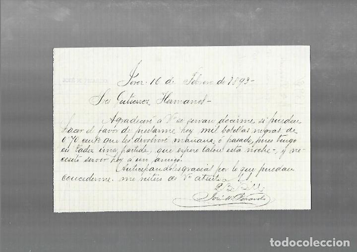 Cartas comerciais: CARTA COMERCIAL. JOSE M.PICARDO. 1893. JEREZ DE LA FRONTERA. MANUSCRITA