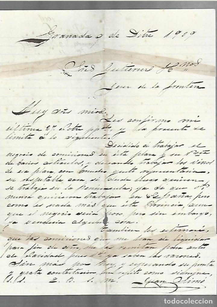 Cartas comerciais: CARTA COMERCIAL. MANUSCRITA. JUAN SIMO. 1909. GRANADA